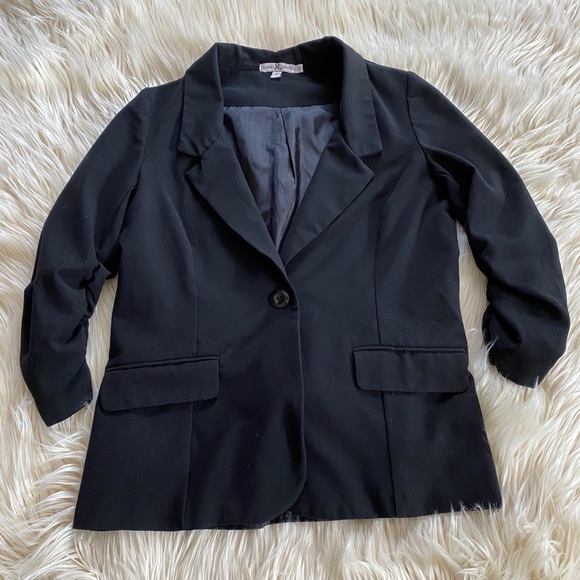 80’s Style Black 3/4 Sleeve Blazer - Picture 1 of 6